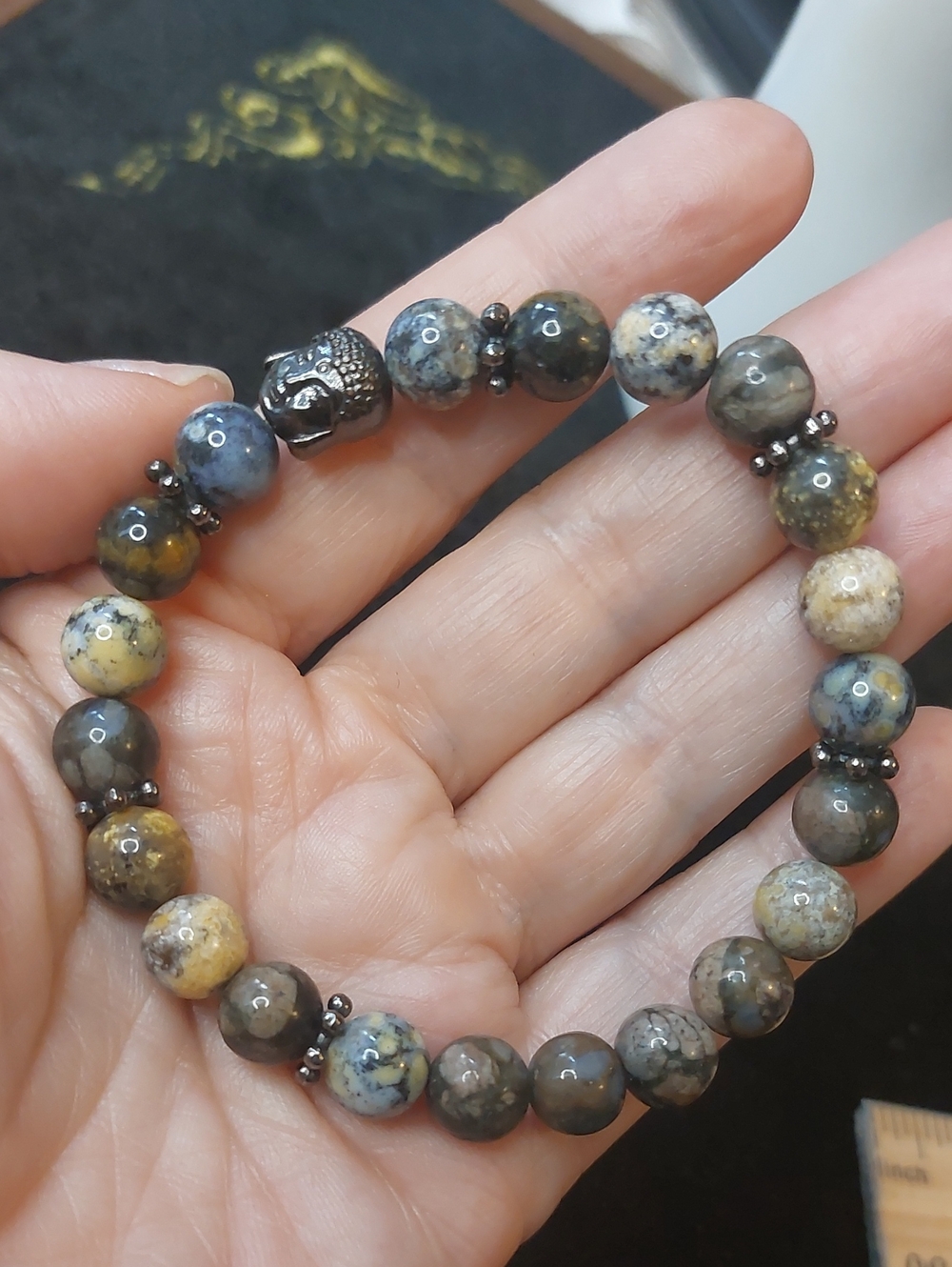 💚3/$25 Boho Natural Stone Buddha Beaded Stretch Yoga Bracelet